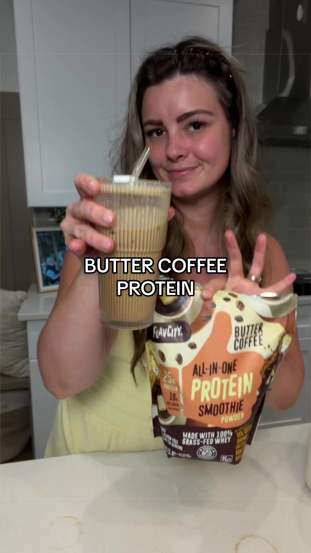 TikTok post by @tayypalmer for ShopFlavCity. Caption reads: Sooo frkn yummy 💛🤩🧋 @ShopFlavCity....