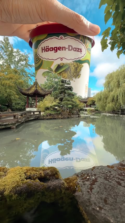 Instagram post by @ed.it.son for Häagen-Dazs Ice Cream. Caption reads: When you take your time, the picture unfolds. 🍵🍨....