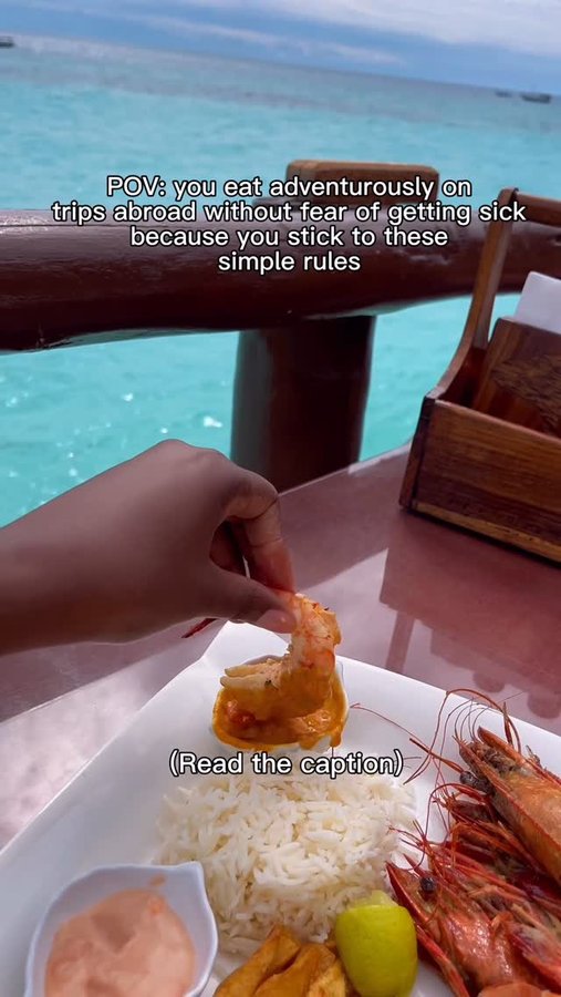 Instagram post by @lilmsawkward for LifeStraw. Caption reads: (Save) 5 rules I live by to avoid food troubles....