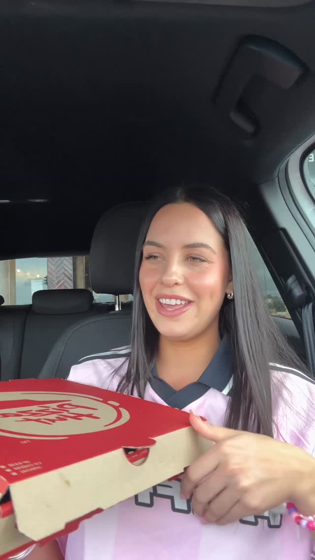 Instagram post by @briahnabarrett for Pizza Hut. Caption reads: Sometimes you just gotta eat a pizza in your car....