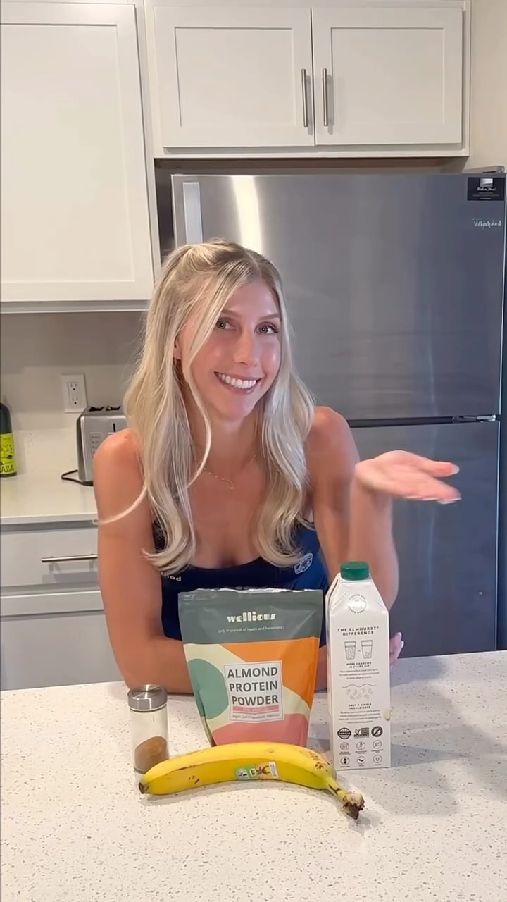 Instagram post by @meghandizon for Wellious. Caption reads: Vanilla Cinnamon Protein Shake with Wellious....