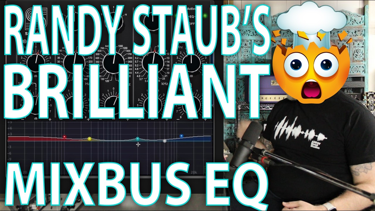 YouTube post by @JPHenryAudio for Sweetwater Integration. Caption reads: The Brilliance of Randy Staub's Mixbus EQ Approach.