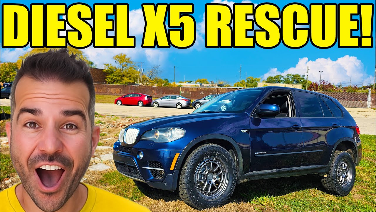 YouTube post by @LegitStreetCars for AMSOIL INC. Caption reads: I PUT $5,000 INTO MY TWIN-TURB0 DIESEL BMW TO MAKE....