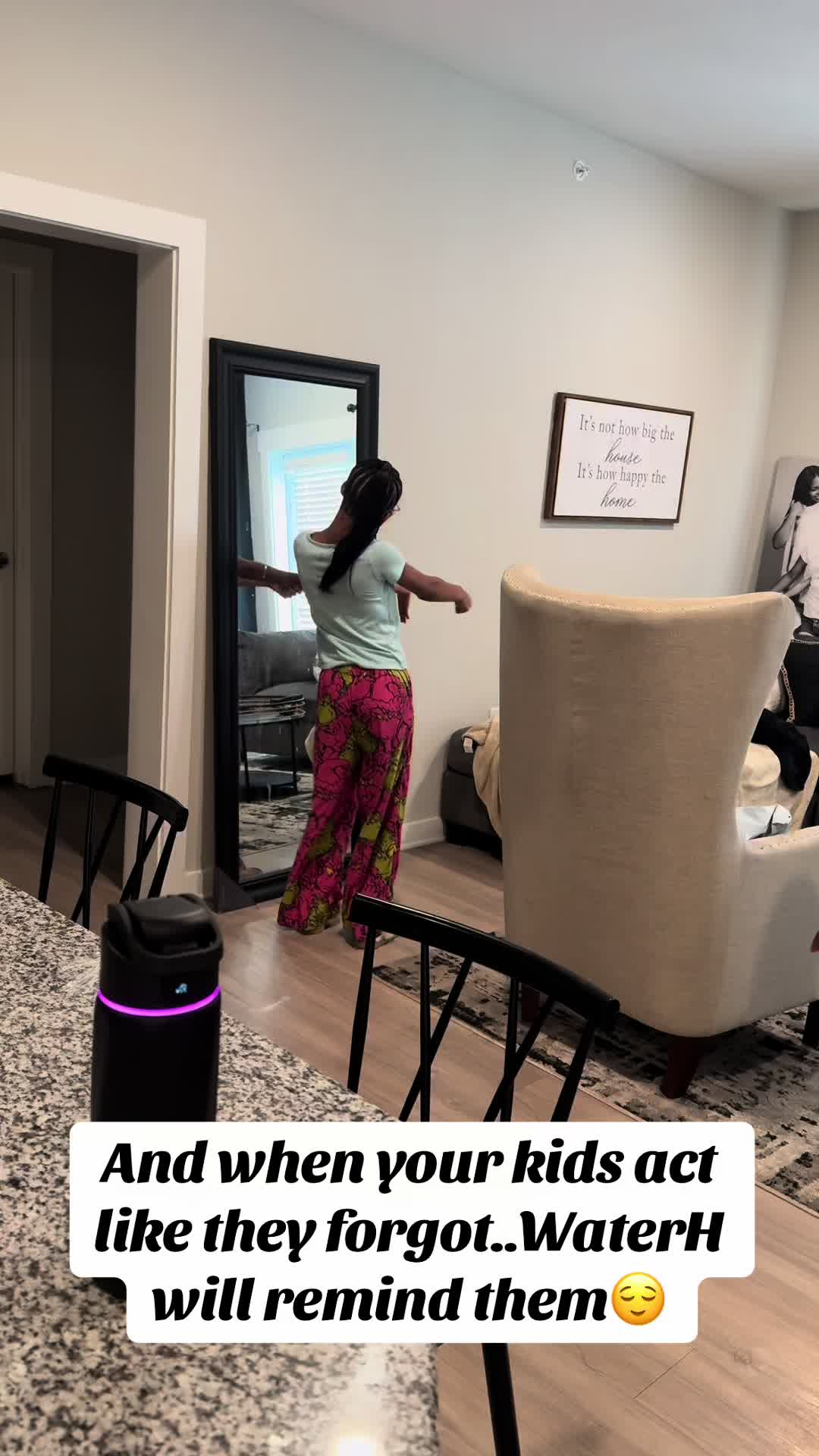 TikTok post by @gretandthegirls for Water H Costa Rica. Caption reads: Even if your kids forget..their @GetWaterH bottle....