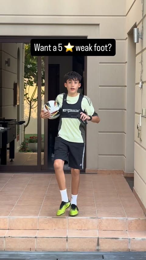 Instagram post by @slkfootball for statsports. Caption reads: [...] weak foot slap! #weakfoot #training....