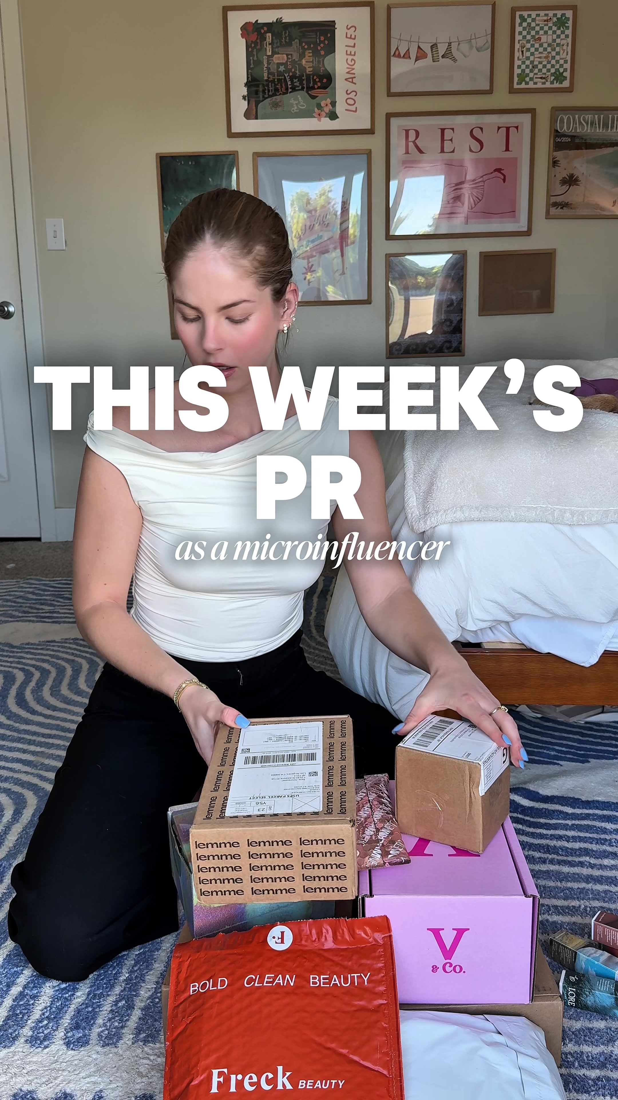 TikTok post by @evertess for Lemme. Caption reads: PR Haul as a micro influencer!! @lemme @Glow....