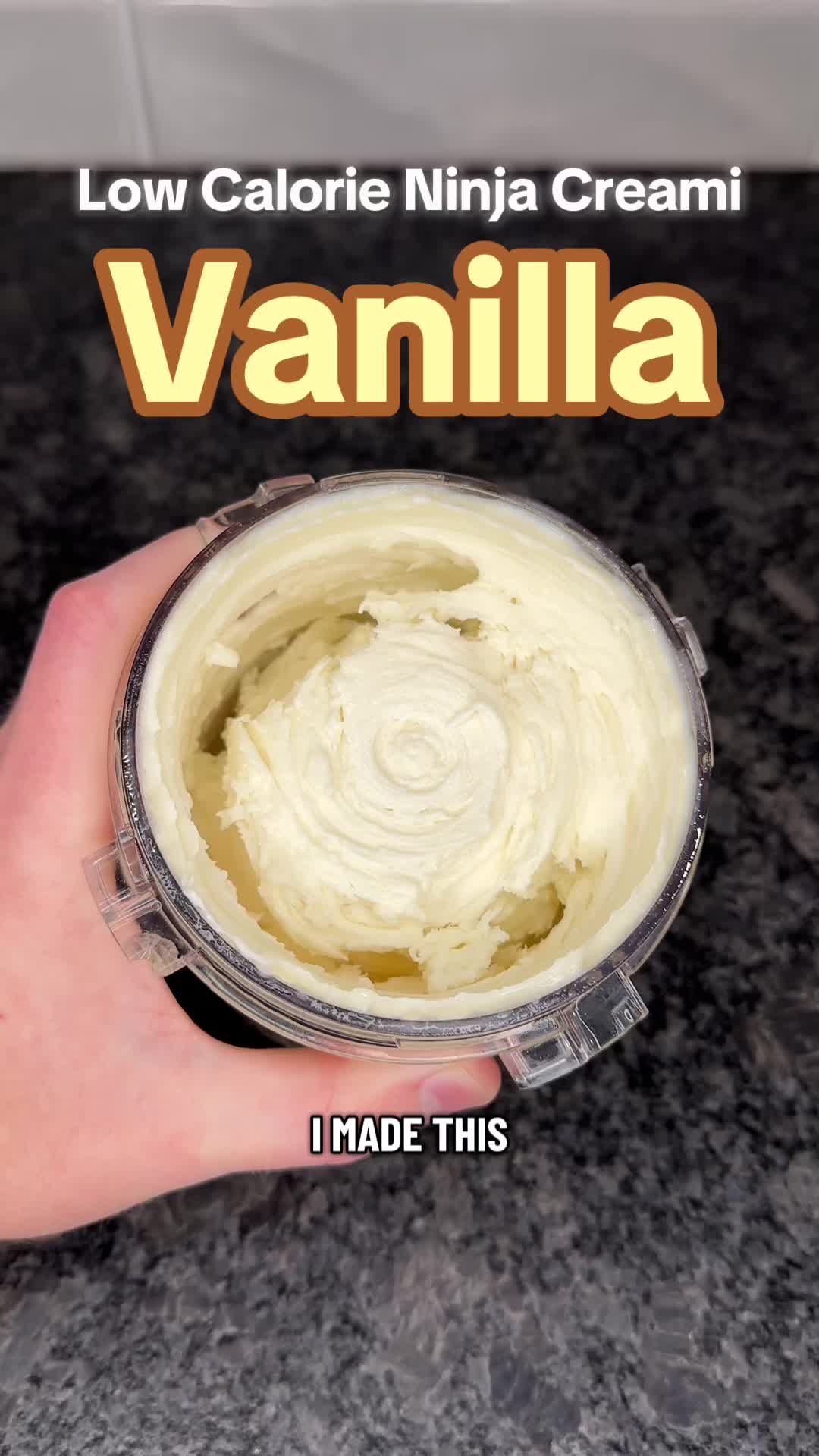 TikTok post by @lowcalorieswaps for PEScience. Caption reads: This Is My Vanilla Base I Use In All My Recipes.....