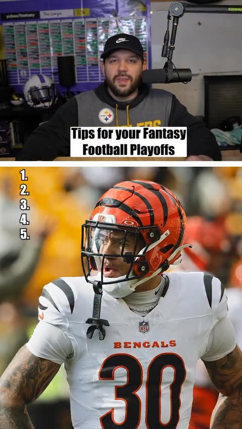 Instagram post by @tylerhelf for Yahoo. Caption reads: Tips to help you navigate the fantasy playoffs 🫡.
