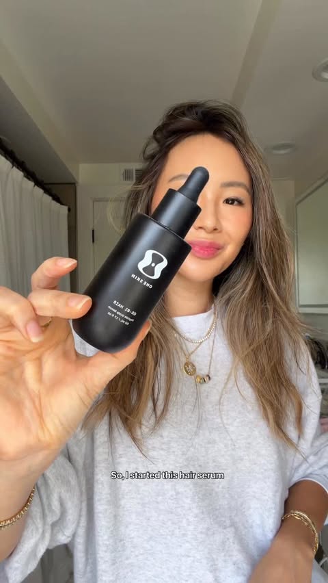 Instagram post by @ellenorkim for OneSkin. Caption reads: look at all this new hair, i’m growing more NEW....