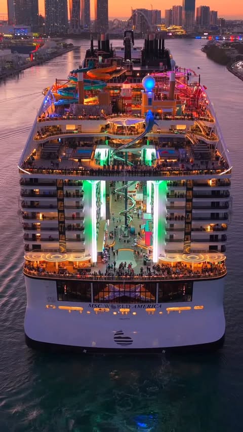 Instagram post by @thecruisespotter for MSC Cruises. Caption reads: [...] her. ✨ #MSCWorldAmerica #MSCPartner....
