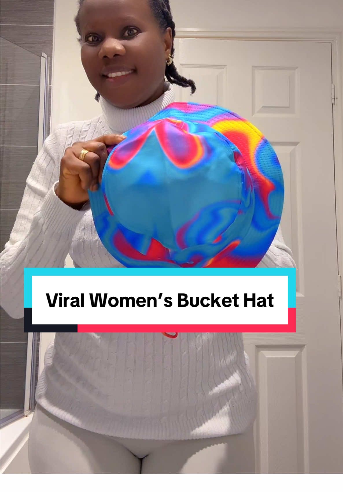 TikTok post by @mummylove.ceo for Liquid London. Caption reads: #women #buckethat #dealdrop #TikTokMadeMeBuyIt....
