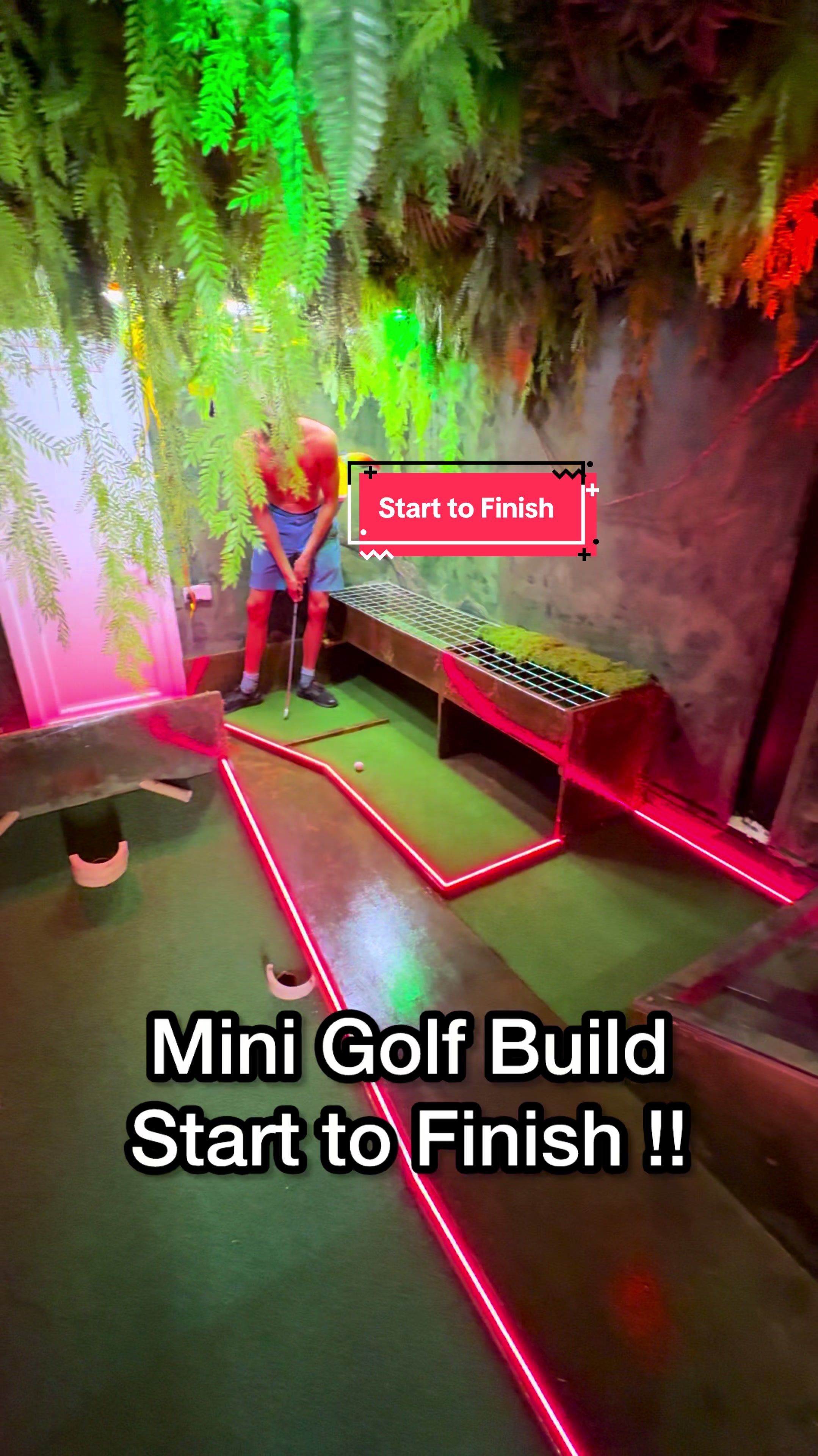 TikTok post by @the_professional_idiots for Adobe. Caption reads: Start to finish jungle mini golf room!! This video....