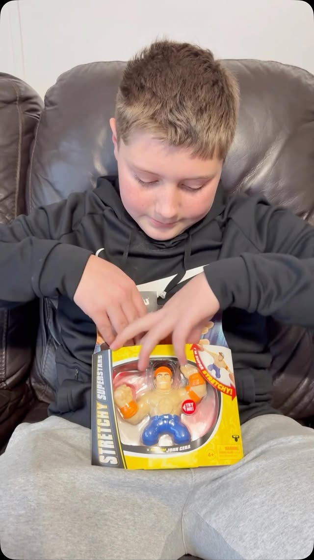 Instagram post by an influencer for Moose Toys. Caption reads: [...] squishy John Cena toy from Moose Toys! The....