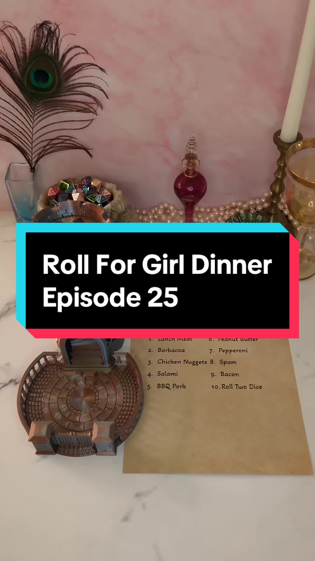 TikTok post by @kendra.forrest for LaCroix Water. Caption reads: Roll For Girl Dinner episode 25, inspired by....