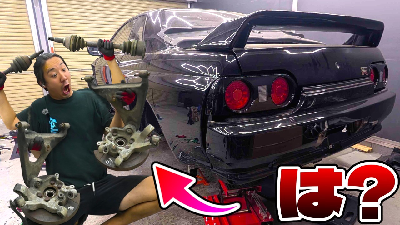 YouTube post by @gantaGTR for Click Discount. Caption reads: Disassembled the suspension on the flood-damaged....