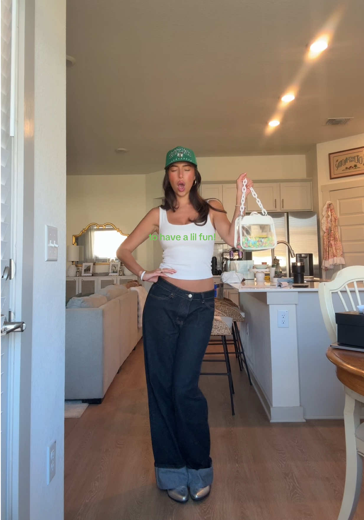 TikTok post by @aubreemaymurphy for Abercrombie & Fitch. Caption reads: had to share my lil st. paddy’s day ootd bc I was....