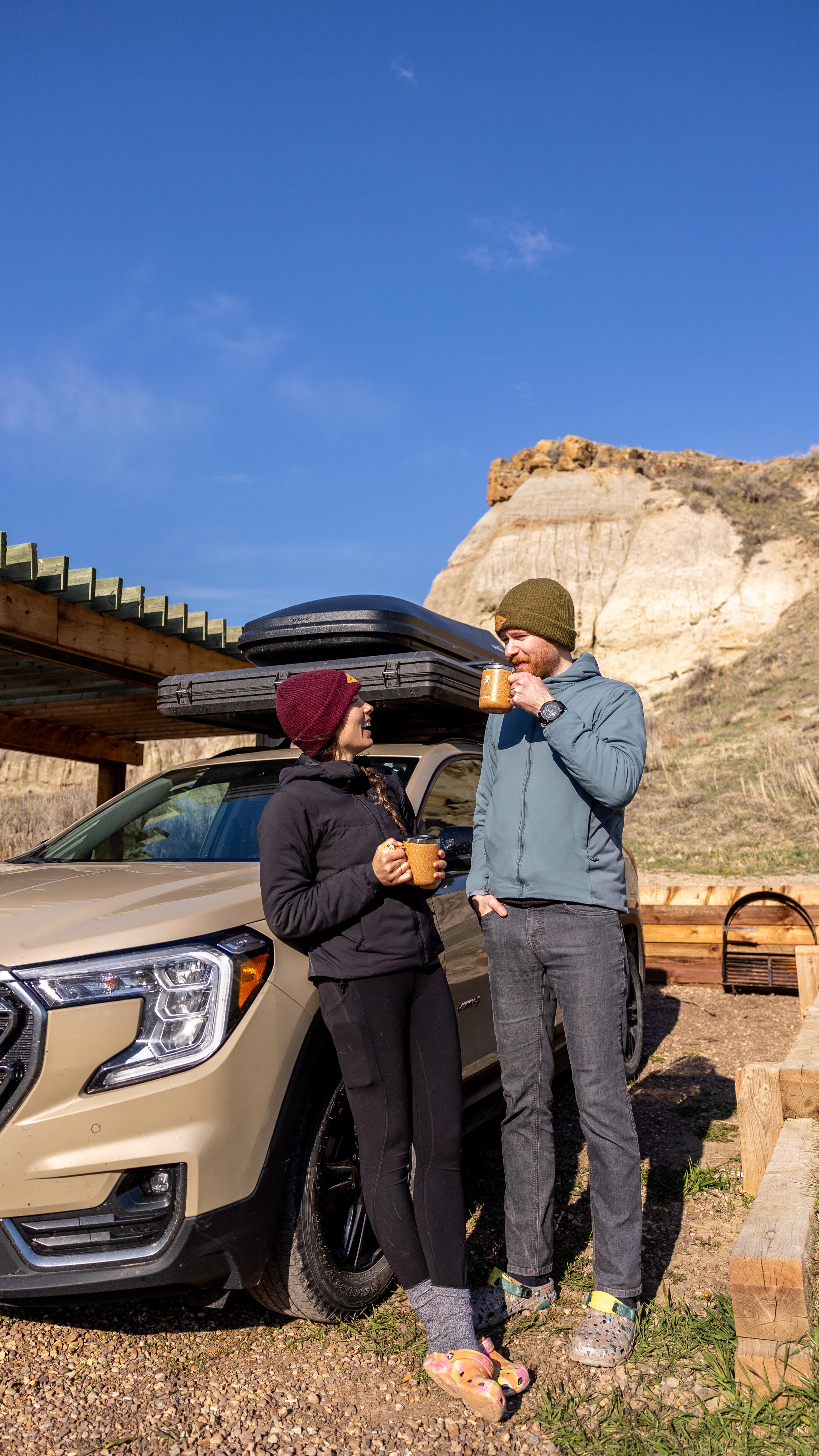 Instagram post by @andrsn.pck for OnStar. Caption reads: [...] recap camping in Dinosaur PP with @onstar....