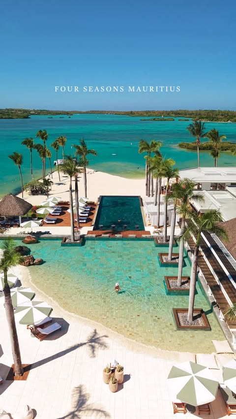 Instagram post by @jeremyaustiin for Four Seasons. Caption reads: Paradise found at the newly reimagined....