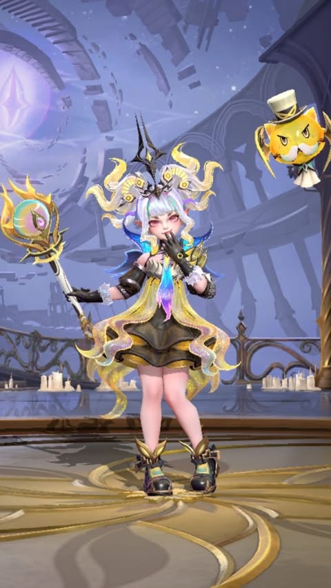 Instagram post by @fallsweetener for Mobile Legends: Bang Bang. Caption reads: Nyoba Lylia Goldlane sambil nyoba skin terbarunya....