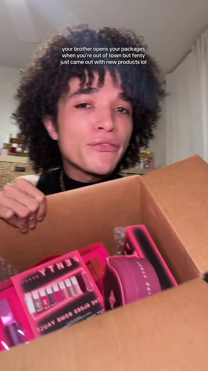 TikTok post by @brooklynreviewsxoxo for Fenty Beauty. Caption reads: [...] new products omfg 🥹🩷💄 @Fenty Beauty....
