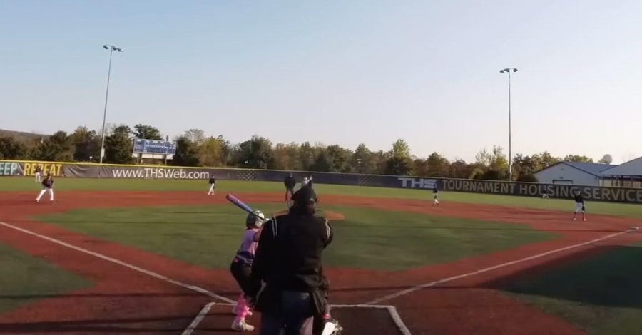 Instagram post by @vinny_potsnpans for Axe Bat. Caption reads: [...] 💣#slurveball #9yearsold #baseballlife....