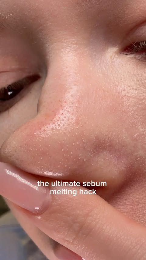 Instagram post by @whatislada for HEVEBLUE. Caption reads: Sebum melting hack - HEVEBLUE Nose pack 🫧 Comment....