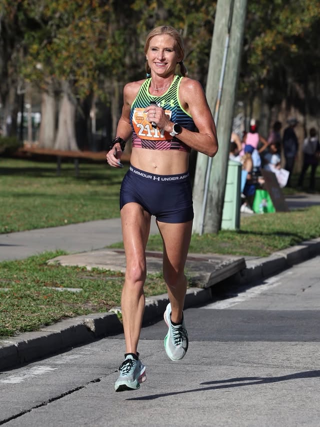 Instagram post by @heatherunz for MAURTEN. Caption reads: Action photos from the Best Damn Race half....