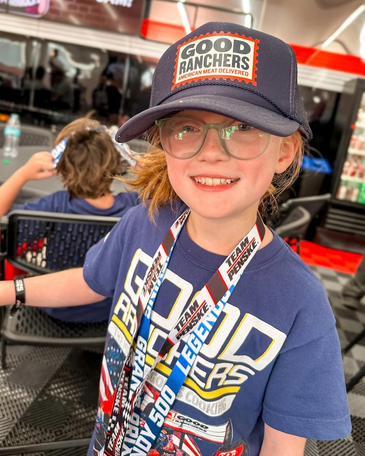 Instagram post by @dbusby for Good Ranchers. Caption reads: [...] Love my Hazel Grace 💚 #indycar....