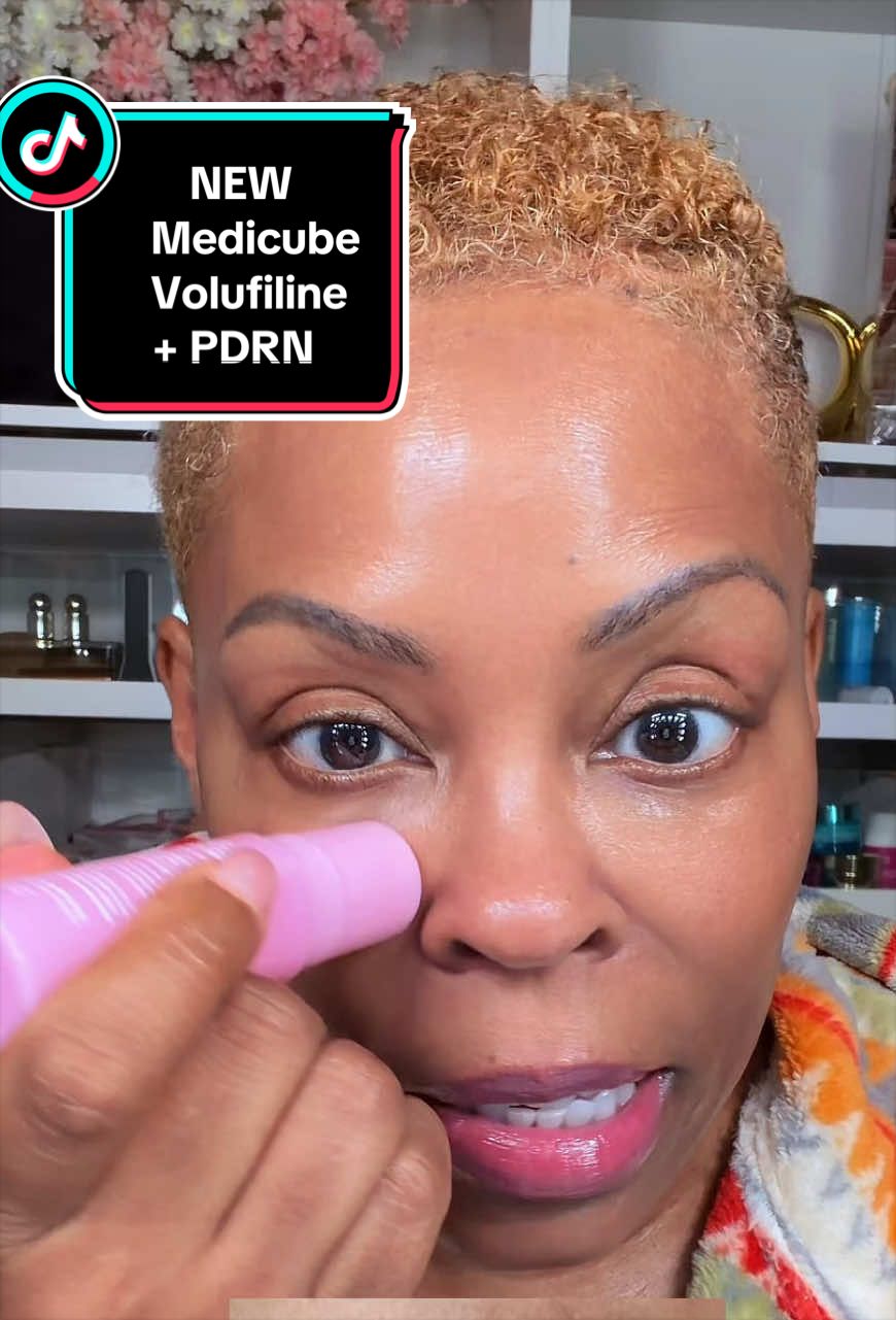 TikTok post by @rancobeauty for Medicube. Caption reads: [...] fuller-looking skin 💗 @medicube global....