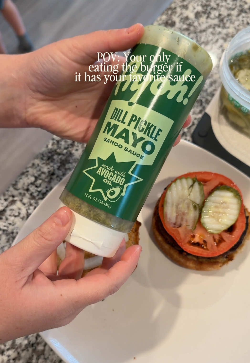 TikTok post by @kelseablairee for Ayoh!. Caption reads: [...] dill pickle mayo is non negotiable 👀....