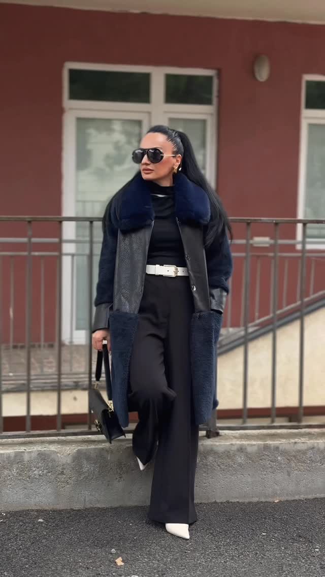Instagram post by @_doctorr for StyleWe. Caption reads: A coat in a combination of leather and fur, black....