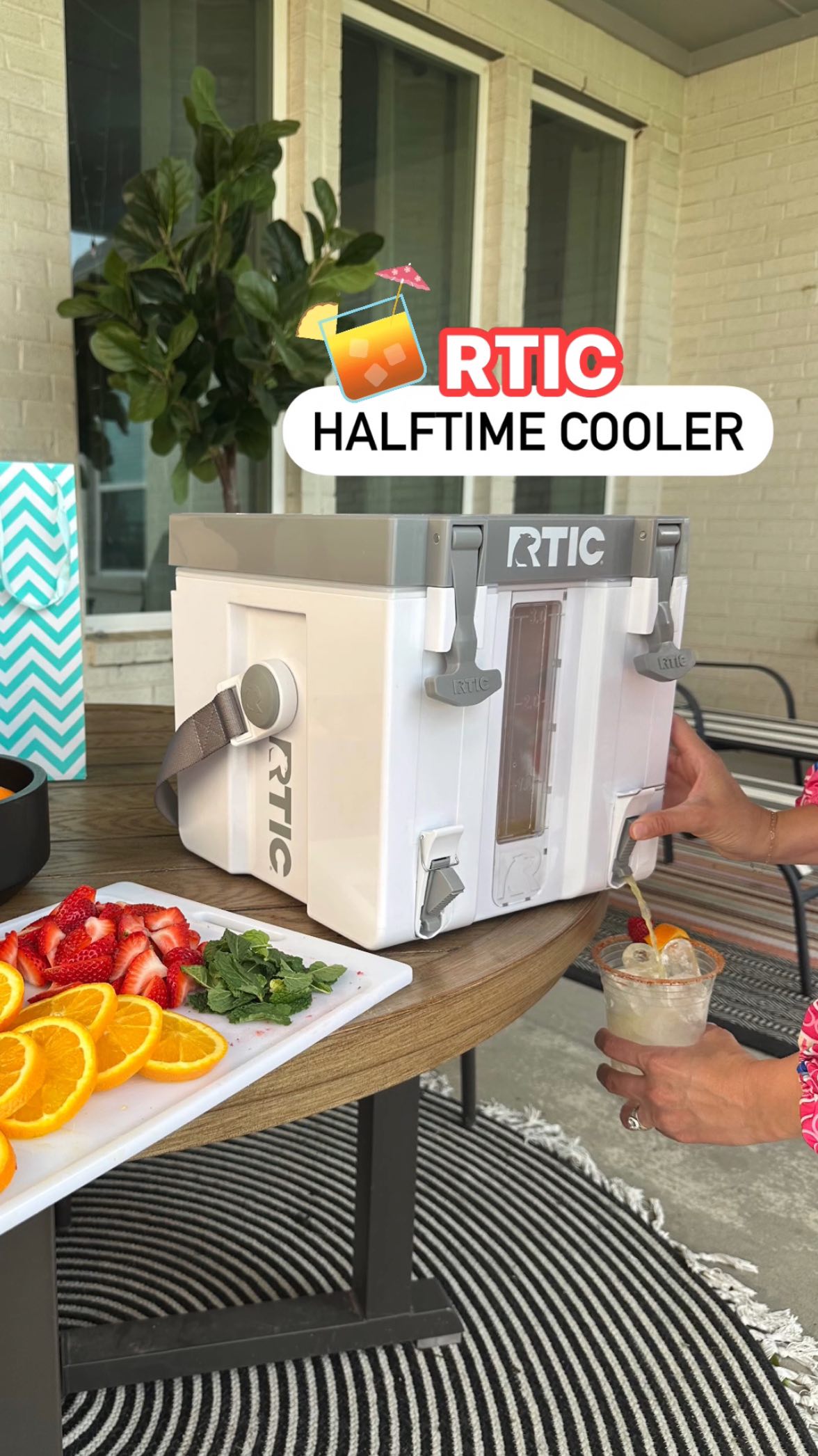 Instagram post by @notyouravg_mom for Rtic Outdoors. Caption reads: #ad 🎉 It’s party season and I’ve cracked the code....