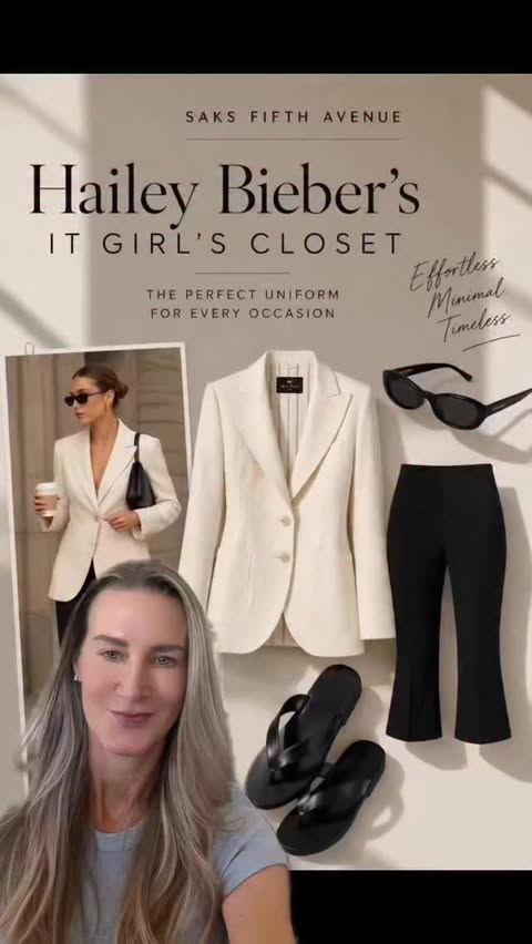 Instagram post by @celebstyleguide for Saks Fifth Avenue. Caption reads: The formula behind every cool girl wardrobe?....
