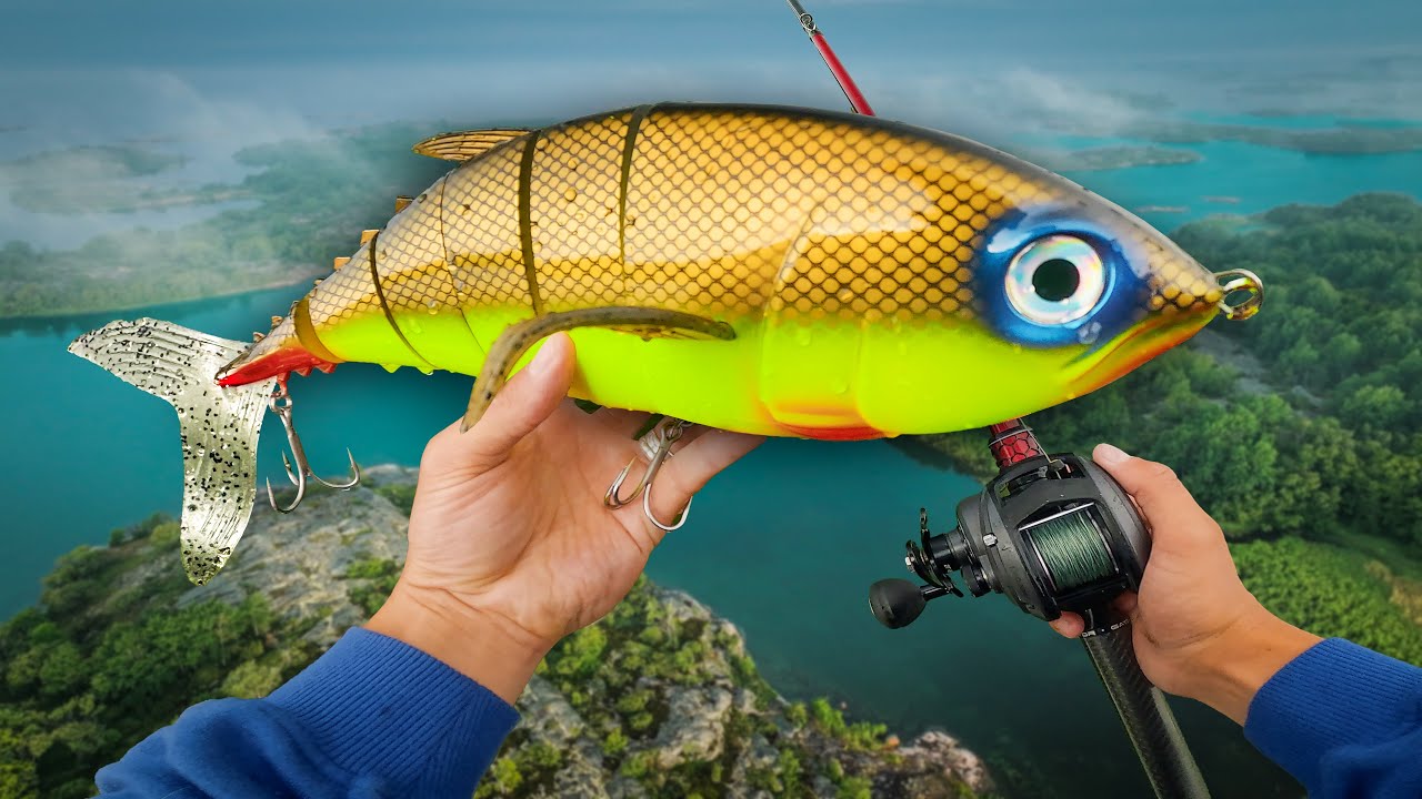 YouTube post by @Boatside for BlueBlue Fishing. Caption reads: Casting (!!!) the 40 cm / 1000g Tuna Swimbait for....