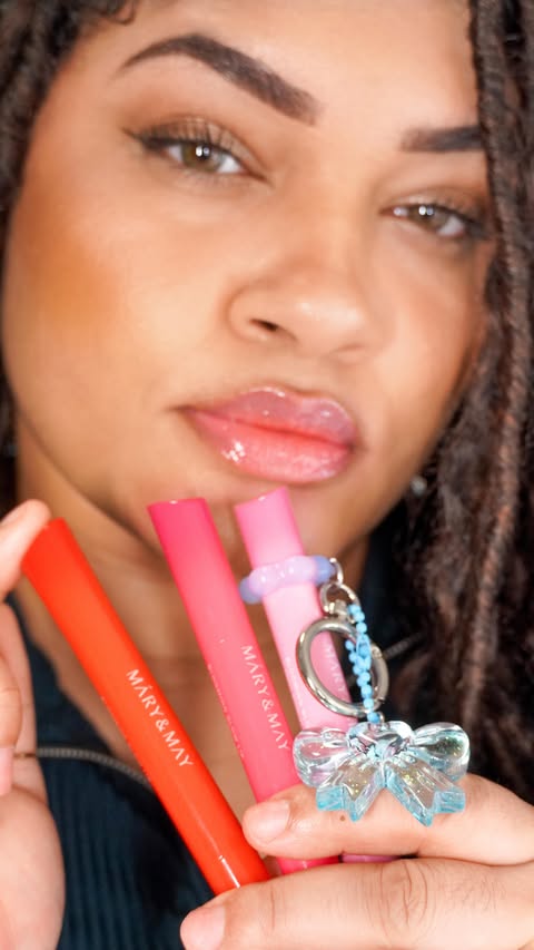 Instagram post by @lishaeubanks for Mary&May. Caption reads: ✨ K-beauty glossy lips in one swipe ✨ The....