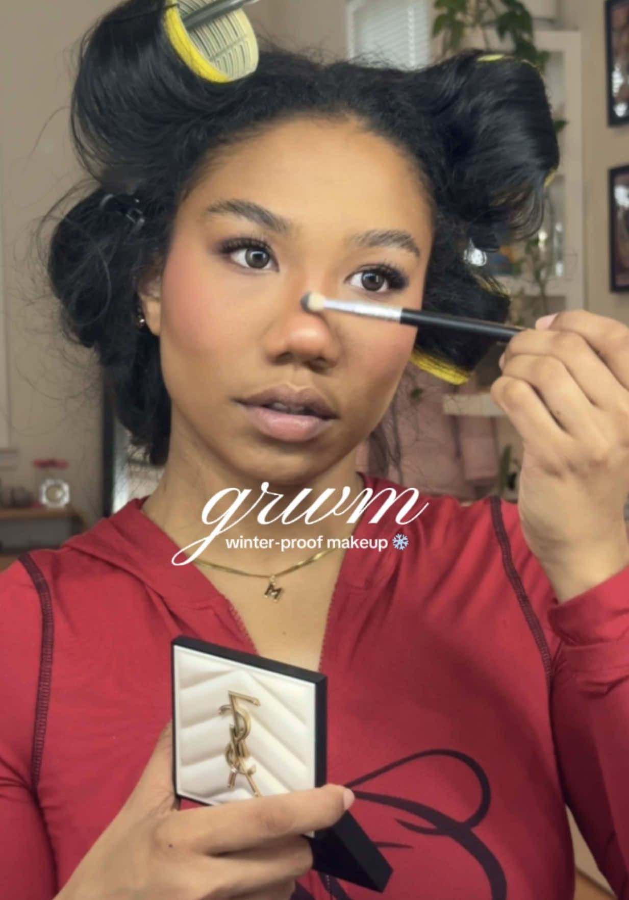 TikTok post by @maryamthomasss for FlutterHabit. Caption reads: GRWM: winter makeup that actually lasts ❄️ all....