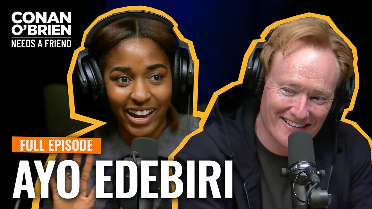 YouTube post by @TeamCoco for Miller Lite. Caption reads: Ayo Edebiri (FULL EPISODE) | Conan O'Brien Needs A....