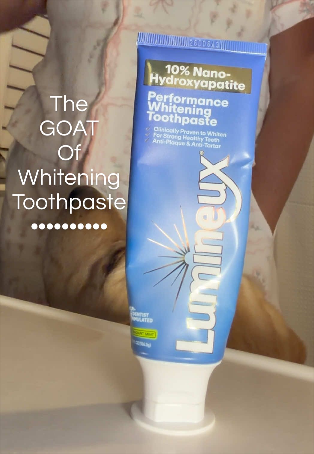 TikTok post by @aeh328 for Lumineux. Caption reads: [...] my teeth looked 😳 I’ve been using @Lumineux....