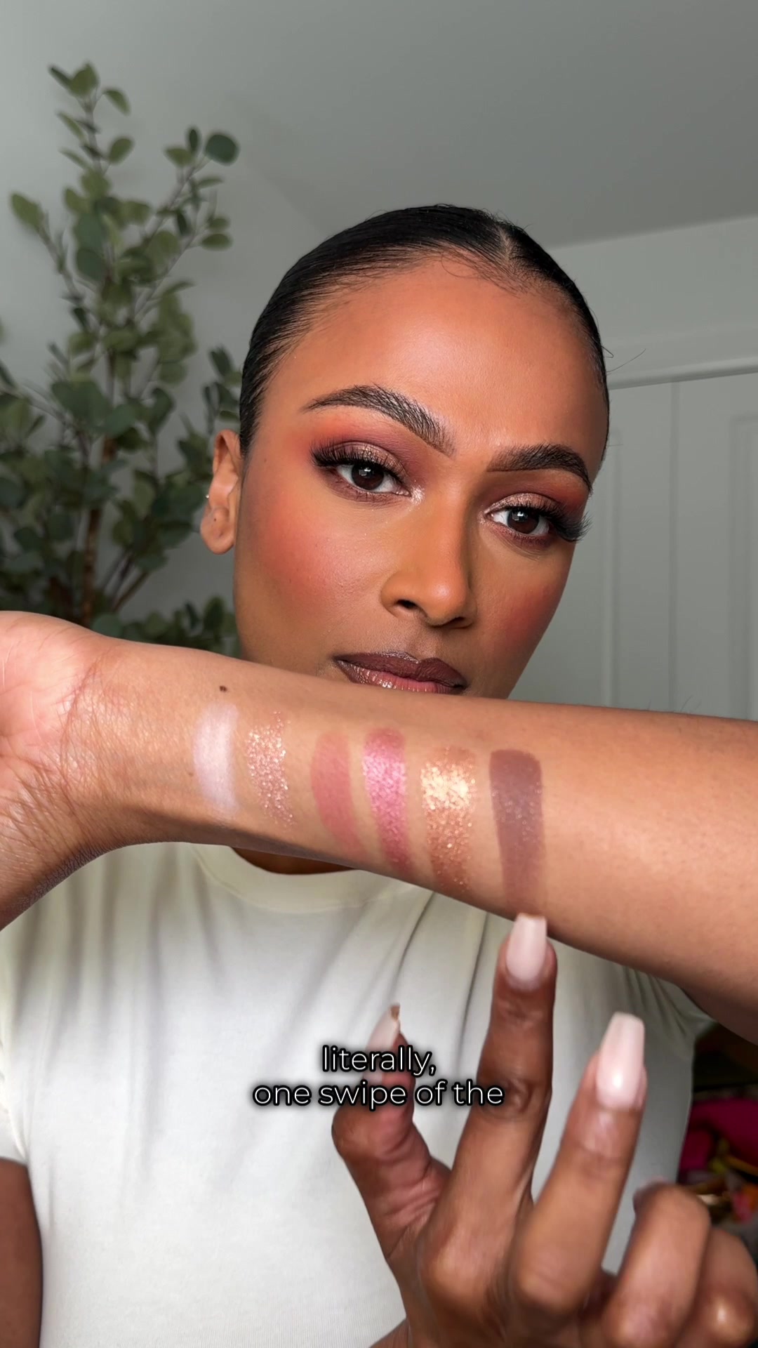TikTok post by @thanuska.s for Sephora Canada. Caption reads: Doing my own wedding makeup so I need my eyeshadow....