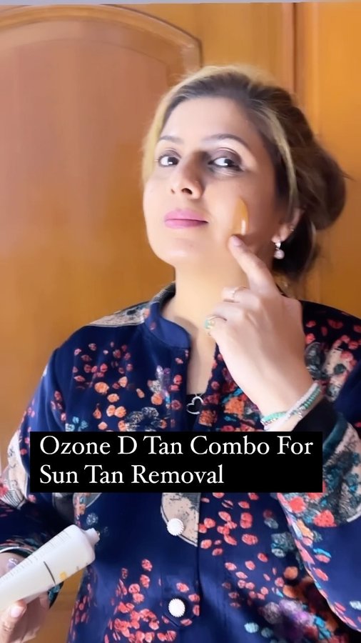 Instagram post by @glamwithaanchall for Ozone Signature. Caption reads: #collab Getting tanned even in winters, here's how....