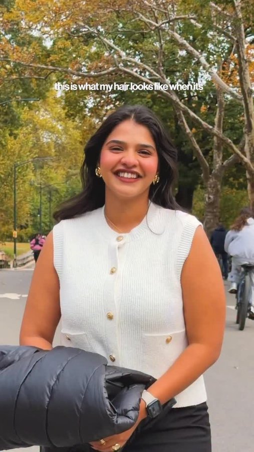 Instagram post by @tarini_shah for Novology. Caption reads: You know that feeling when your hair is perfect....