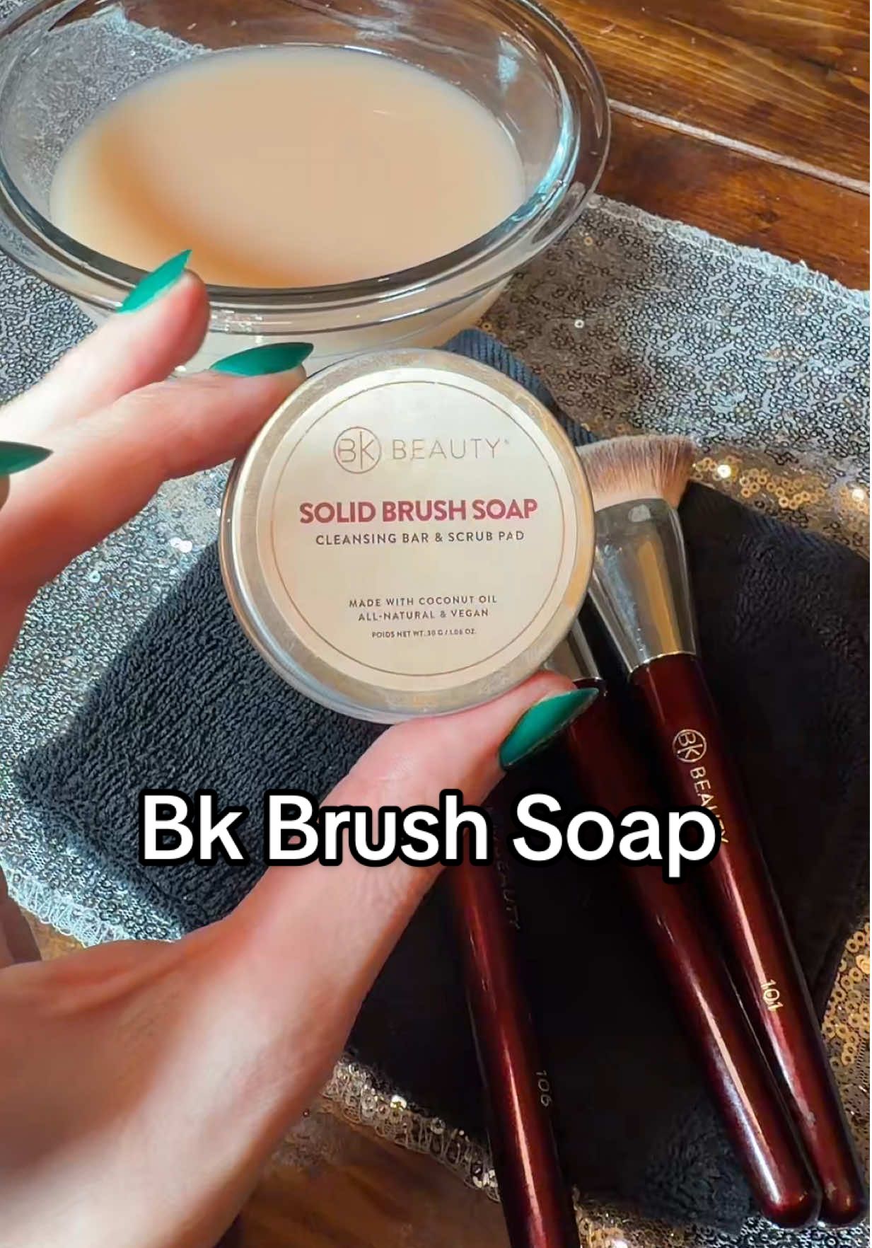 TikTok post by @schweaver5 for BK Beauty. Caption reads: @BK Beauty Brushes brush soap is finally [...].
