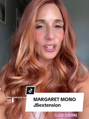 TikTok post by @claireossie for JBSelect4U. Caption reads: This wig is Margaret Mono in this amazing copper....