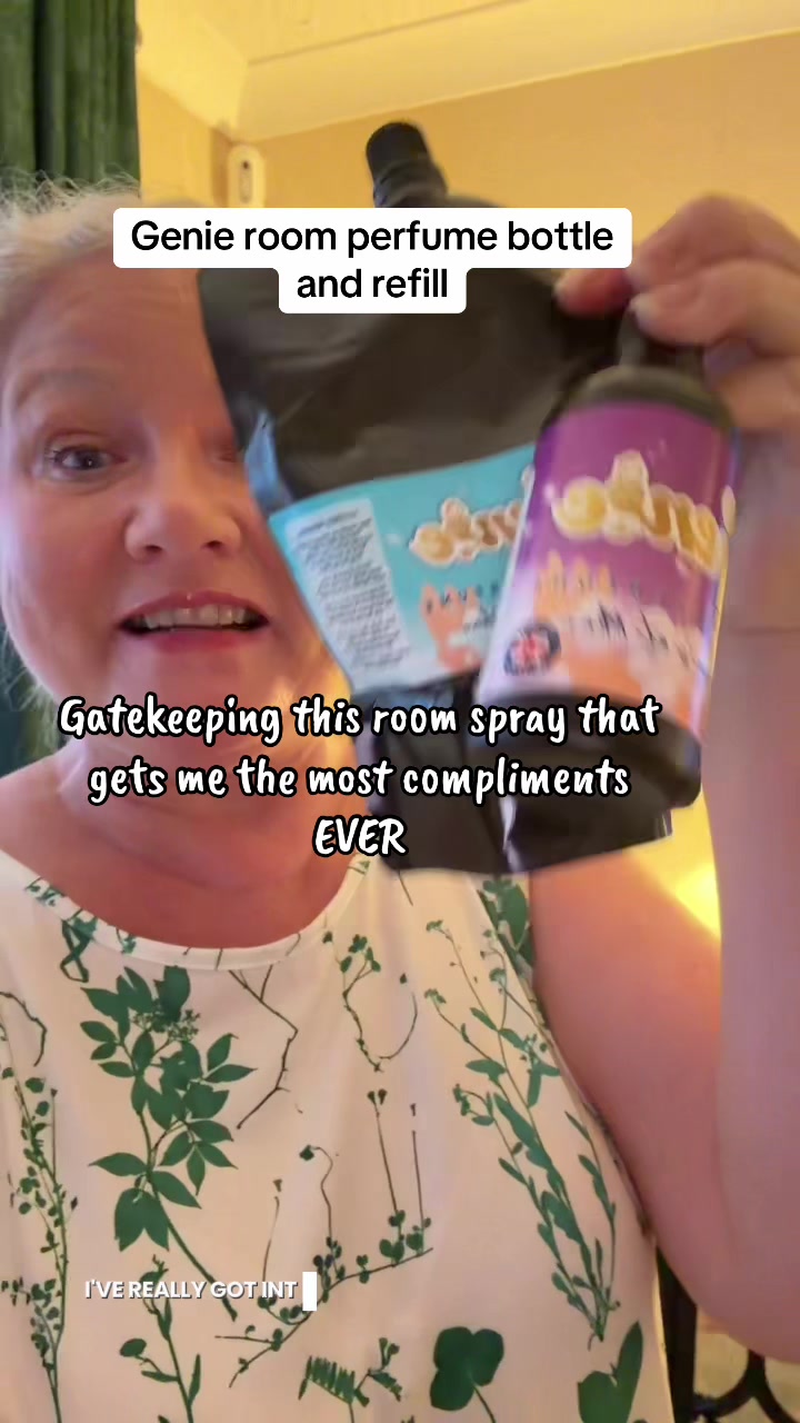 TikTok post by @korynsbeauti for Genie Clean. Caption reads: @Genie Clean room perfume bottle and refill. [...].