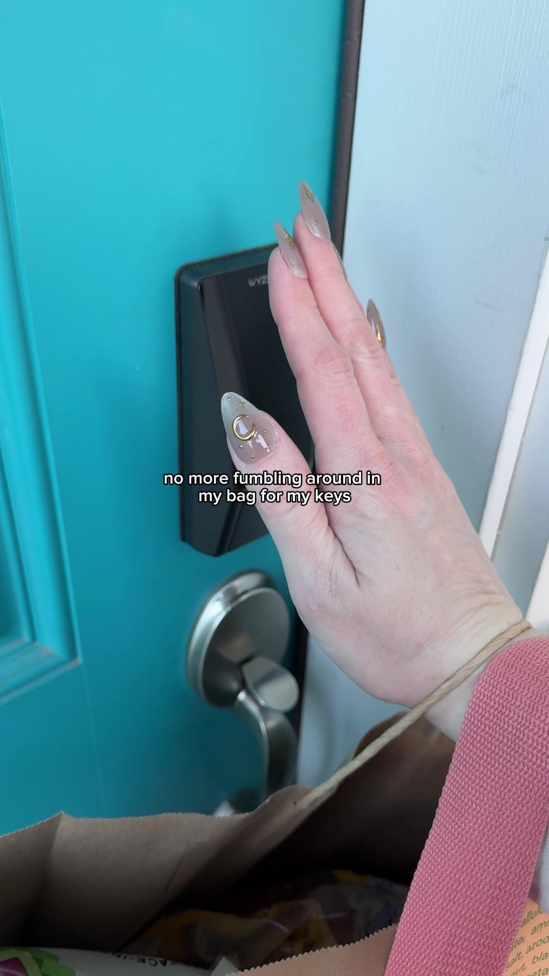 TikTok post by @makegardenmagic for Wyze. Caption reads: [...] lock option and keypad as backups too. @Wyze....