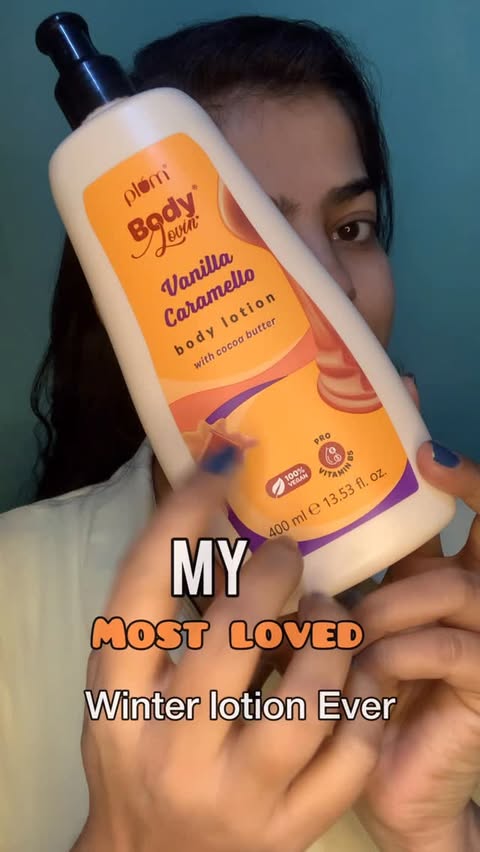 Instagram post by @thakur_bhavo_chauhan for Plum Goodness. Caption reads: When your moisturizer smells like dessert and....