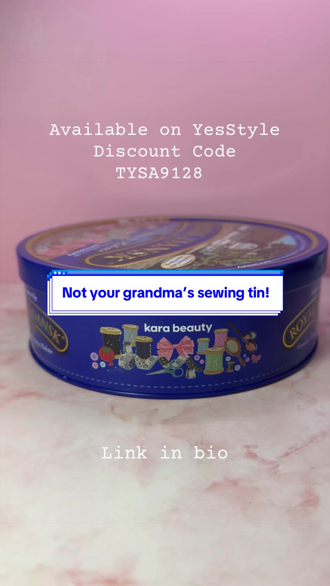 TikTok post by @curlygirl932 for Kara Beauty. Caption reads: [...] sewing kit or makeup? Royal Dansk and Kara....