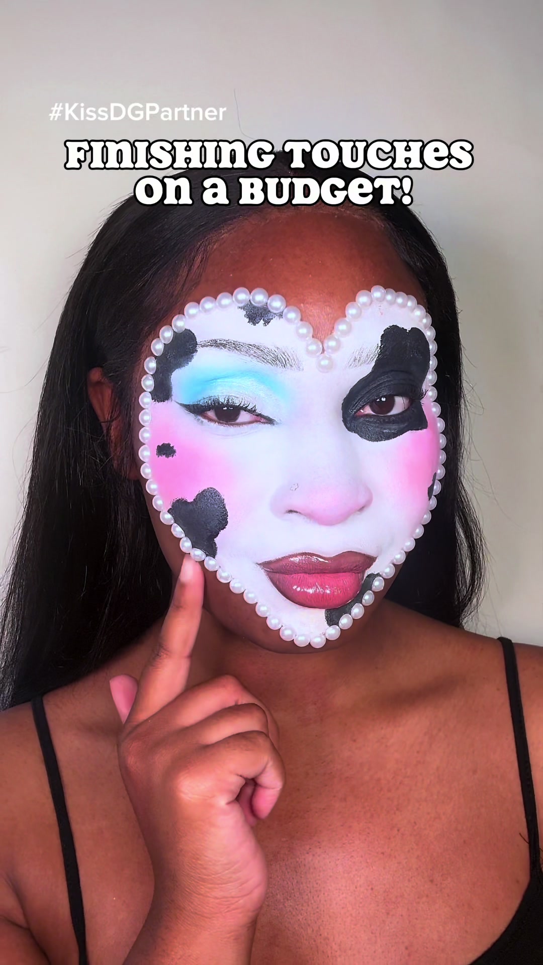 TikTok post by @glambymykaila for Dollar General. Caption reads: #kissdgpartner Finish your looks on a budget using....