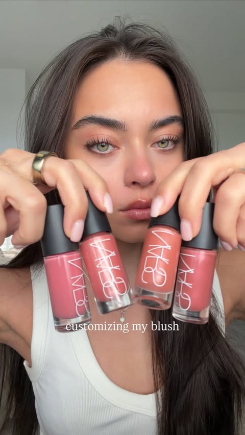 Instagram post by @giorginajuanita for NARS Cosmetics. Caption reads: how i customize my blush ✨🤍 @narsissist has 4 new....