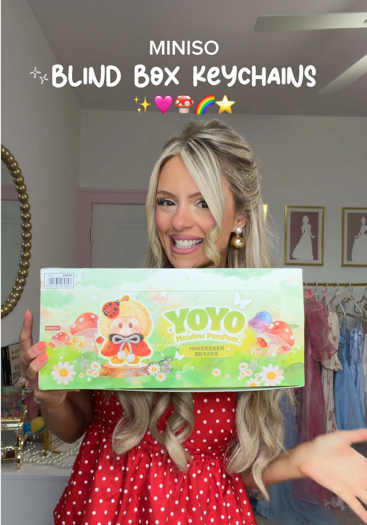 TikTok post by @emilyyyrosess for MINISO United States. Caption reads: [...] #minisoblindbox @MINISO OFFICIAL @MINISO....